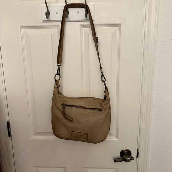 Lucky Brand Taupe/Light Brown Leather Geometric Crossbody professionally cleaned - Picture 4 of 8